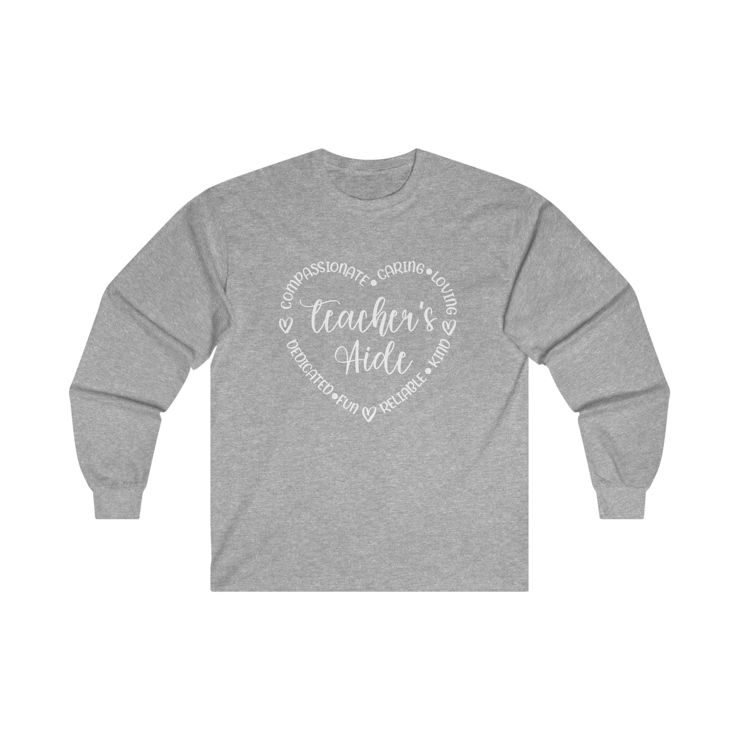 Word Heart Teacher Aide Long Sleeve Shirt