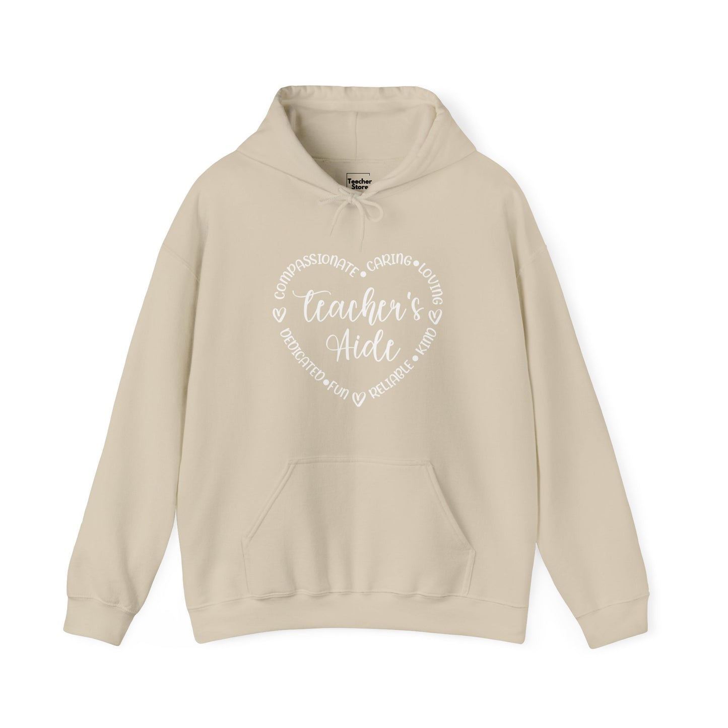 Word Heart Teacher Aide Hooded Sweatshirt