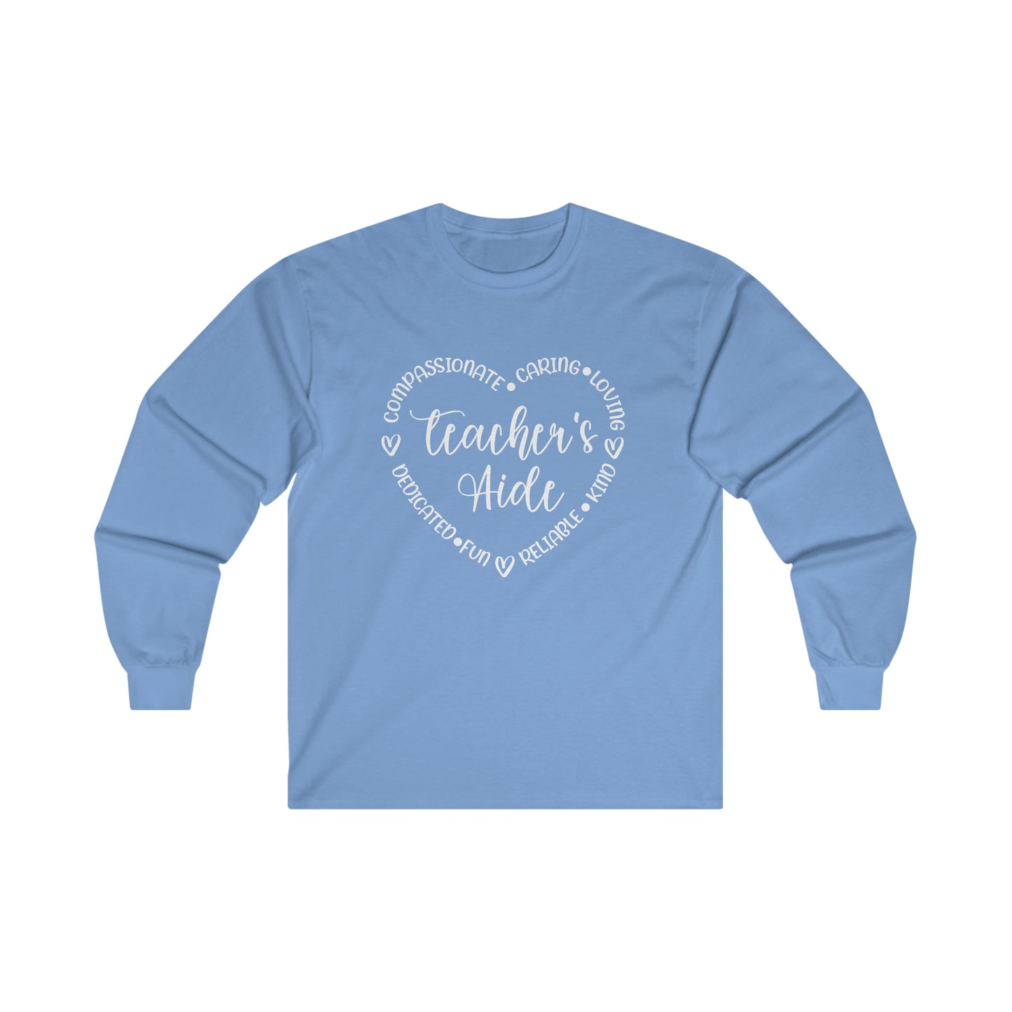 Word Heart Teacher Aide Long Sleeve Shirt