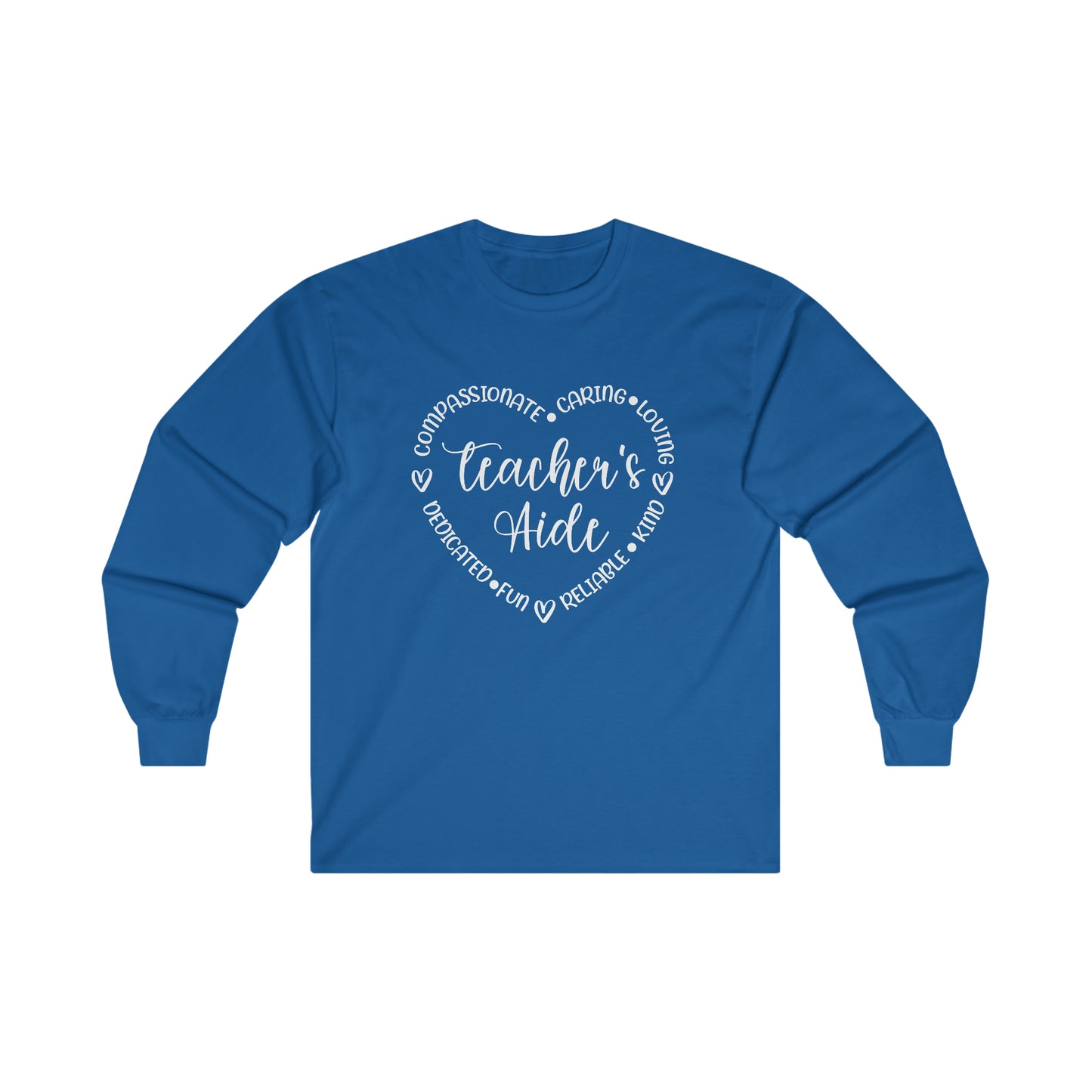 Word Heart Teacher Aide Long Sleeve Shirt