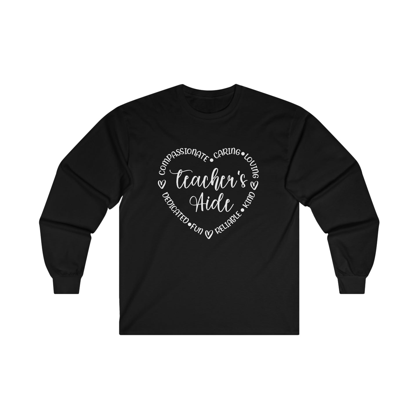 Word Heart Teacher Aide Long Sleeve Shirt