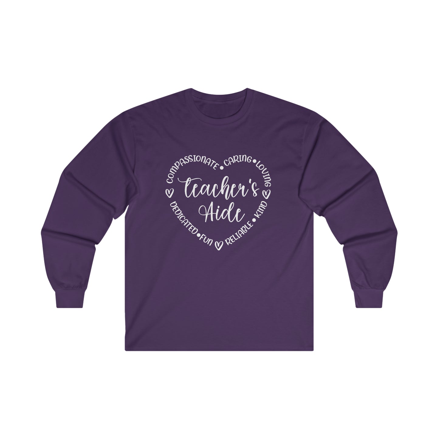 Word Heart Teacher Aide Long Sleeve Shirt