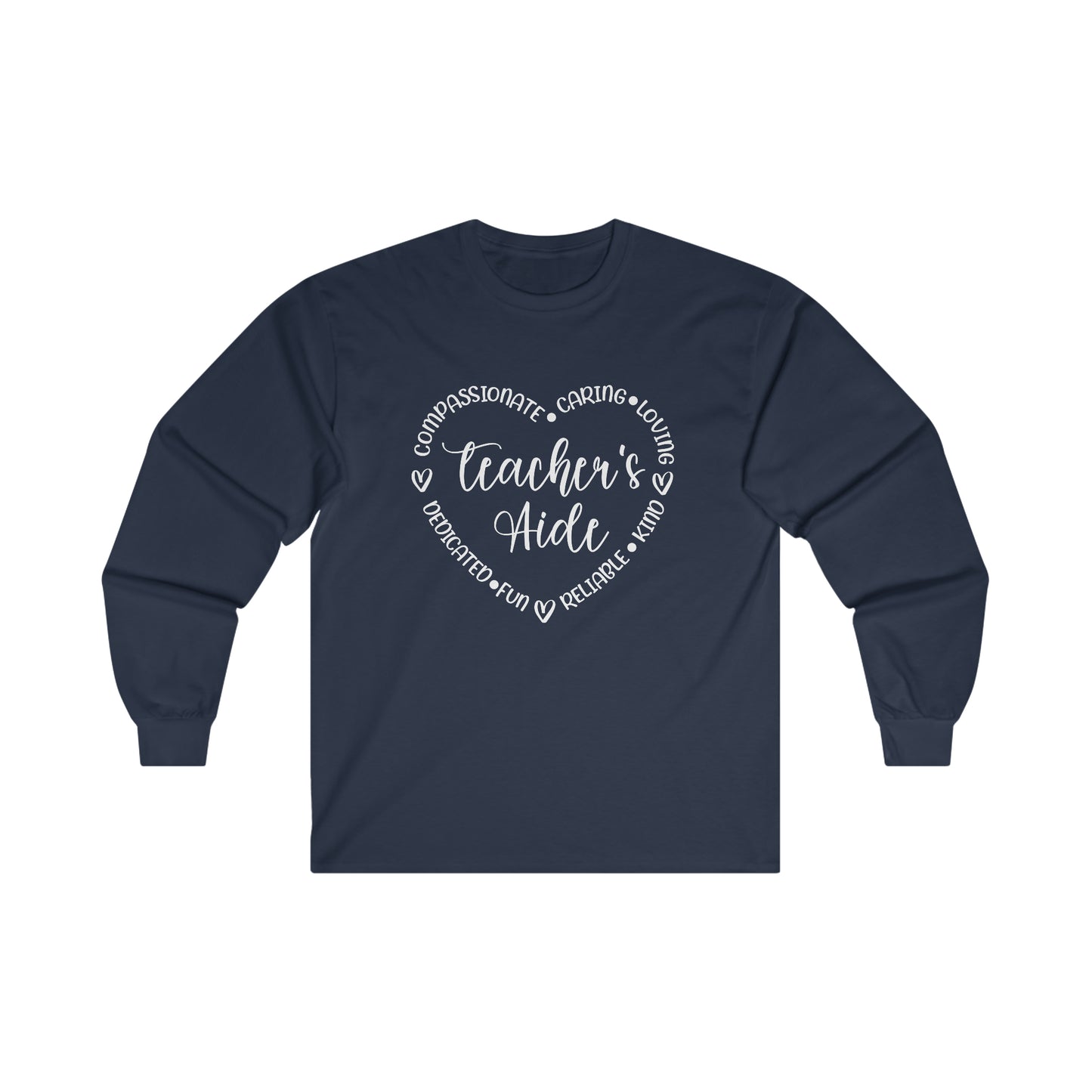 Word Heart Teacher Aide Long Sleeve Shirt