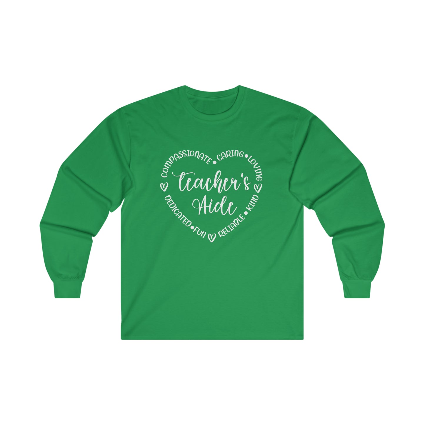 Word Heart Teacher Aide Long Sleeve Shirt