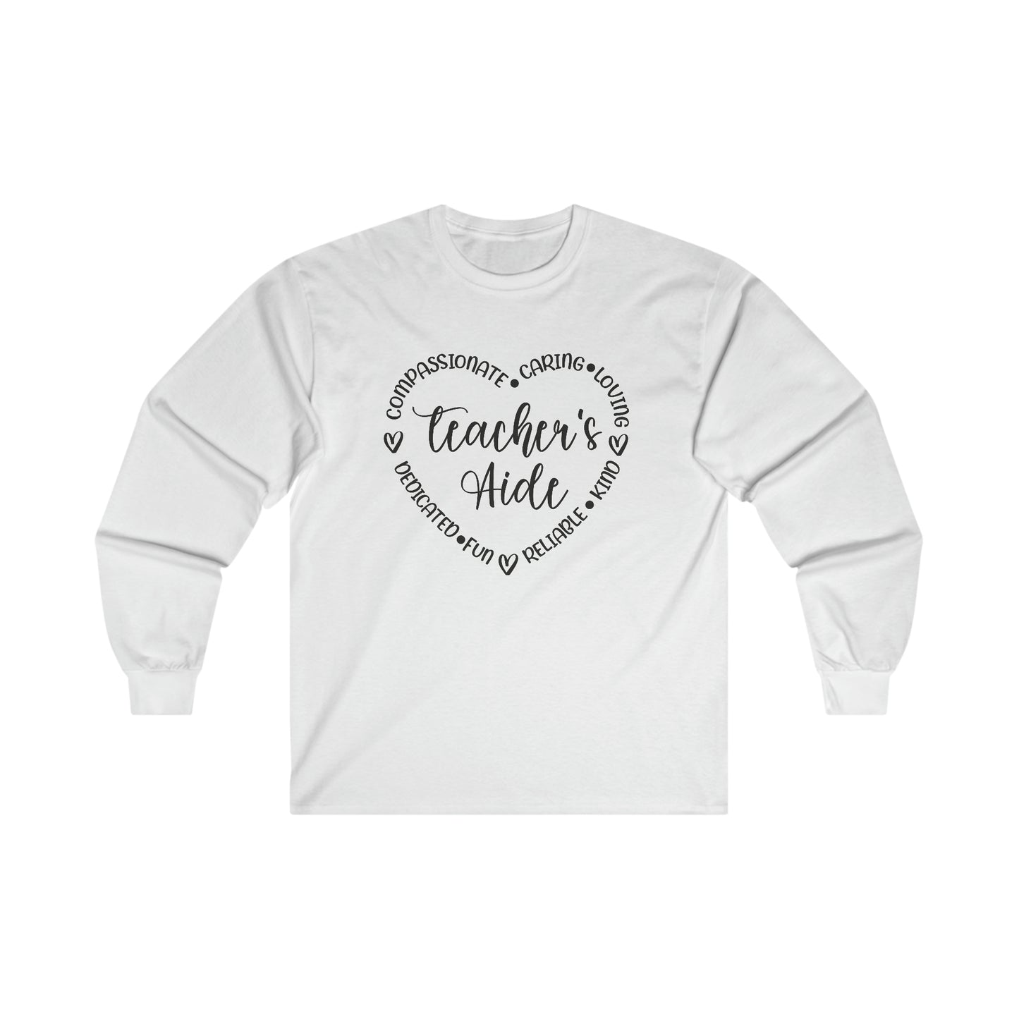 Word Heart Teacher Aide Long Sleeve Shirt