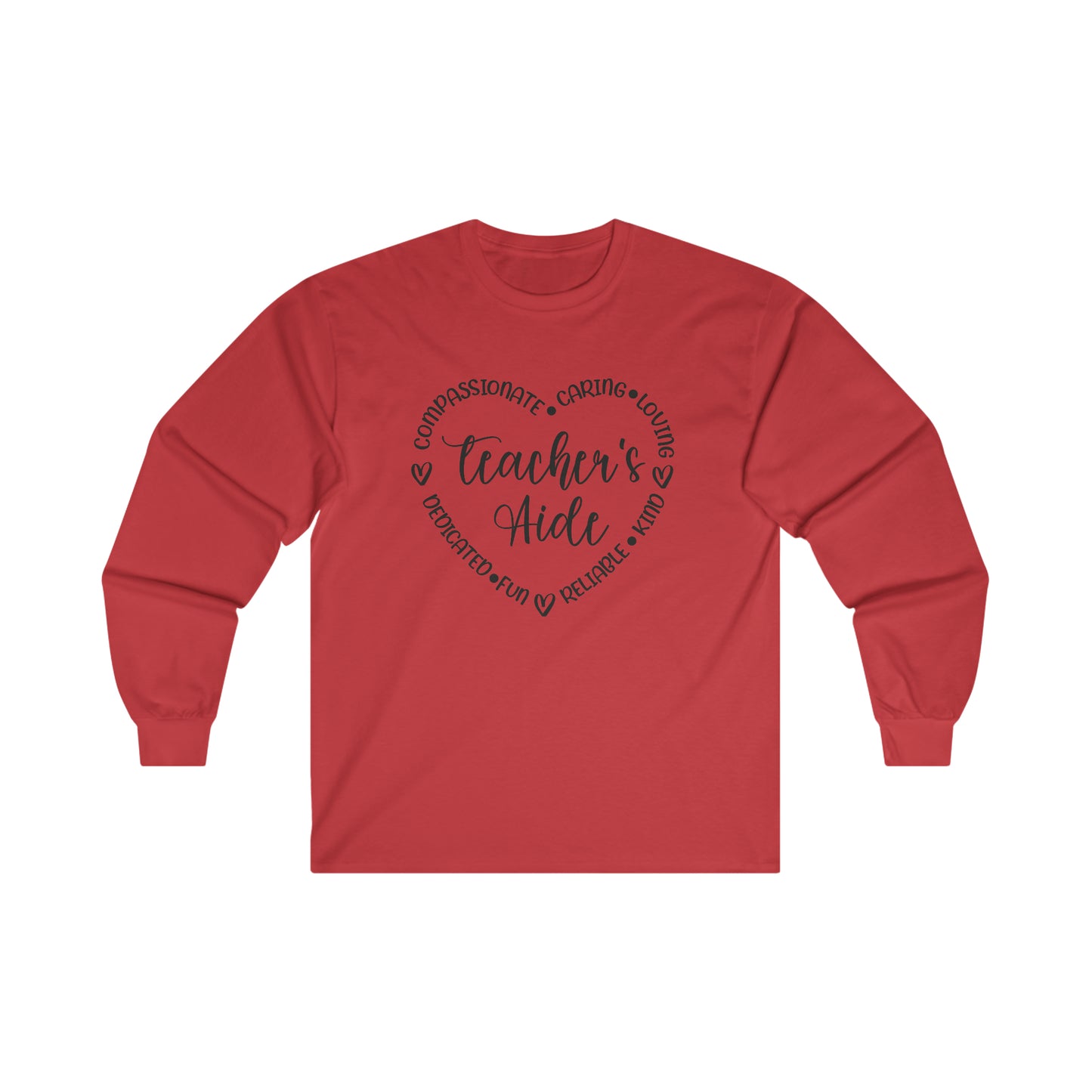 Word Heart Teacher Aide Long Sleeve Shirt